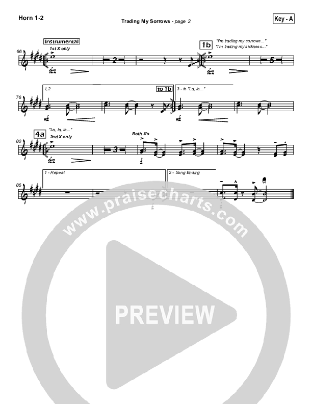 Trading My Sorrows French Horn 1/2 (Darrell Evans)