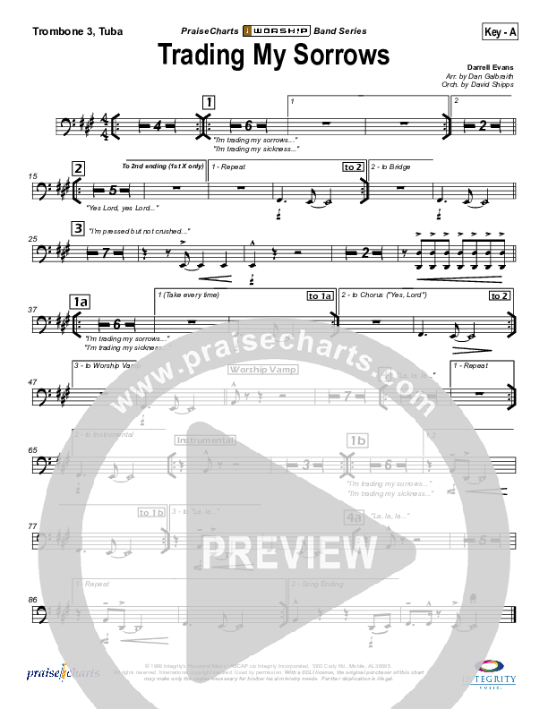 Trading My Sorrows Trombone 3 (Darrell Evans)