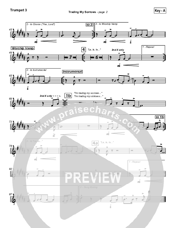 Trading My Sorrows Trumpet 3 (Darrell Evans)