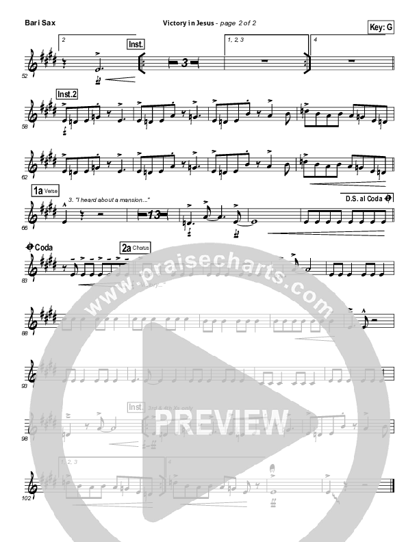 Victory In Jesus Bari Sax (Travis Cottrell)