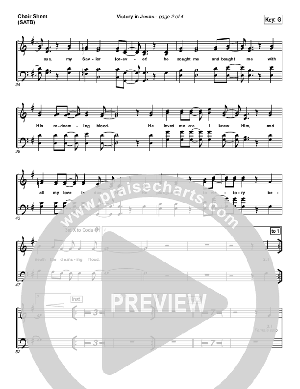 Victory In Jesus Choir Sheet (SATB) (Travis Cottrell)