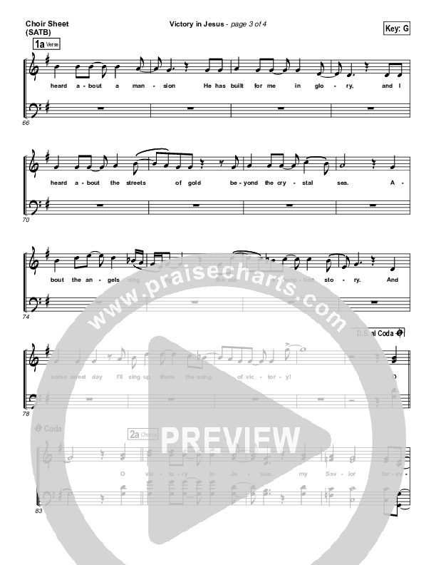 Victory In Jesus Choir Sheet (SATB) (Travis Cottrell)