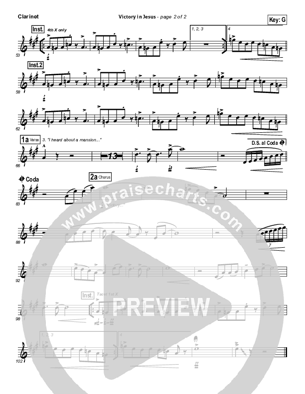 Victory In Jesus Clarinet 1,2 (Travis Cottrell)