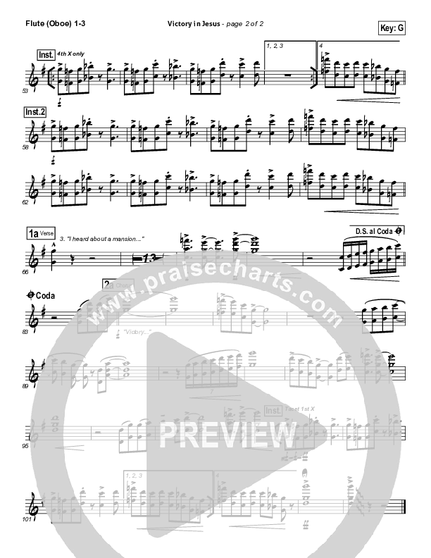 Victory In Jesus Flute/Oboe 1/2/3 (Travis Cottrell)