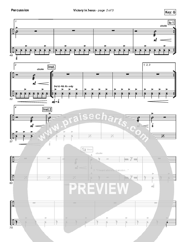 Victory In Jesus Percussion (Travis Cottrell)