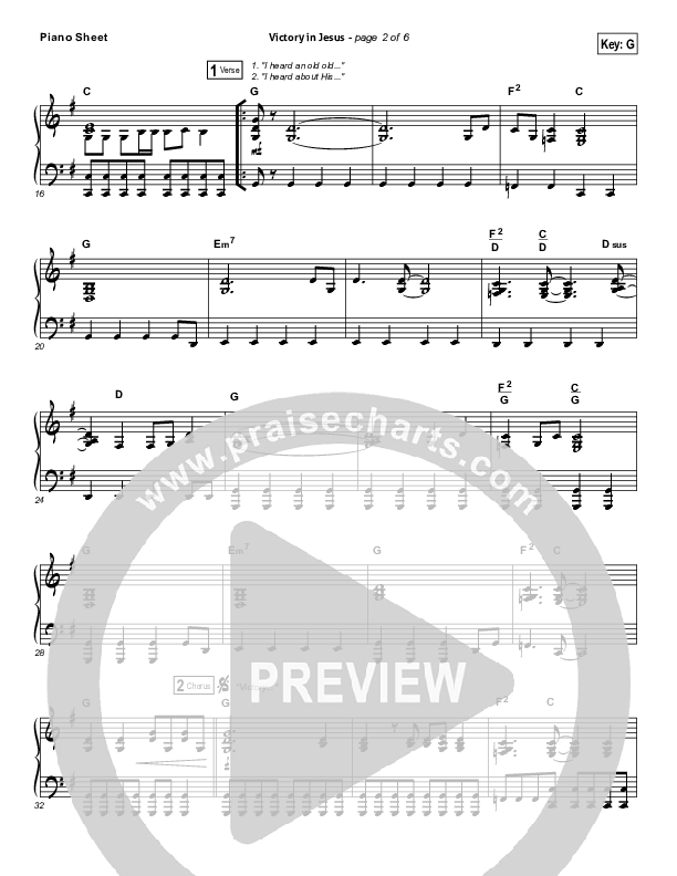 Victory In Jesus Piano Sheet (Travis Cottrell)