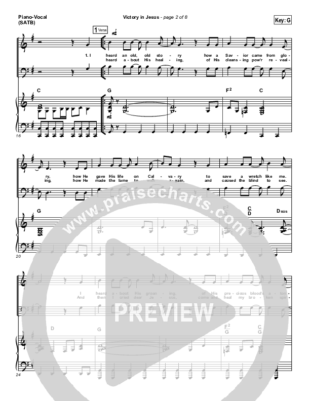 Victory In Jesus Piano/Vocal (SATB) (Travis Cottrell)