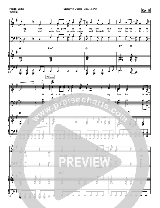 Victory In Jesus Piano/Vocal (SATB) (Travis Cottrell)