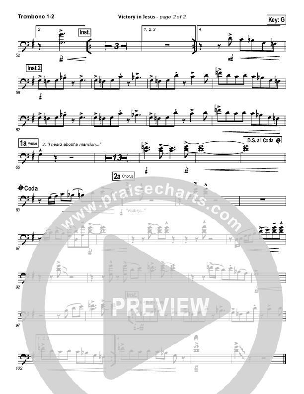 Victory In Jesus Trombone 1,2 (Travis Cottrell)