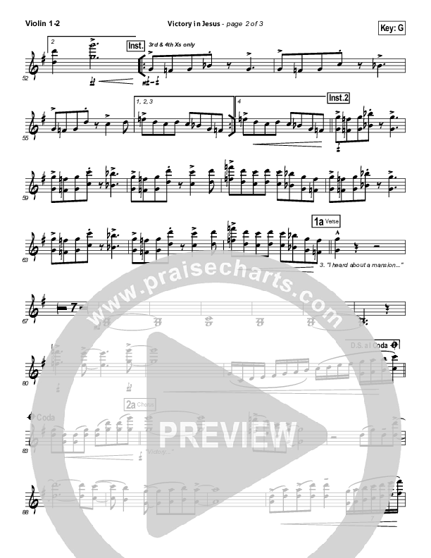 Victory In Jesus Violin 1,2 (Travis Cottrell)