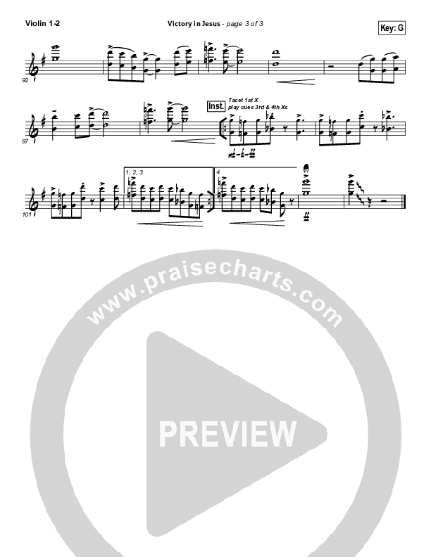 Victory In Jesus Violin 1,2 (Travis Cottrell)