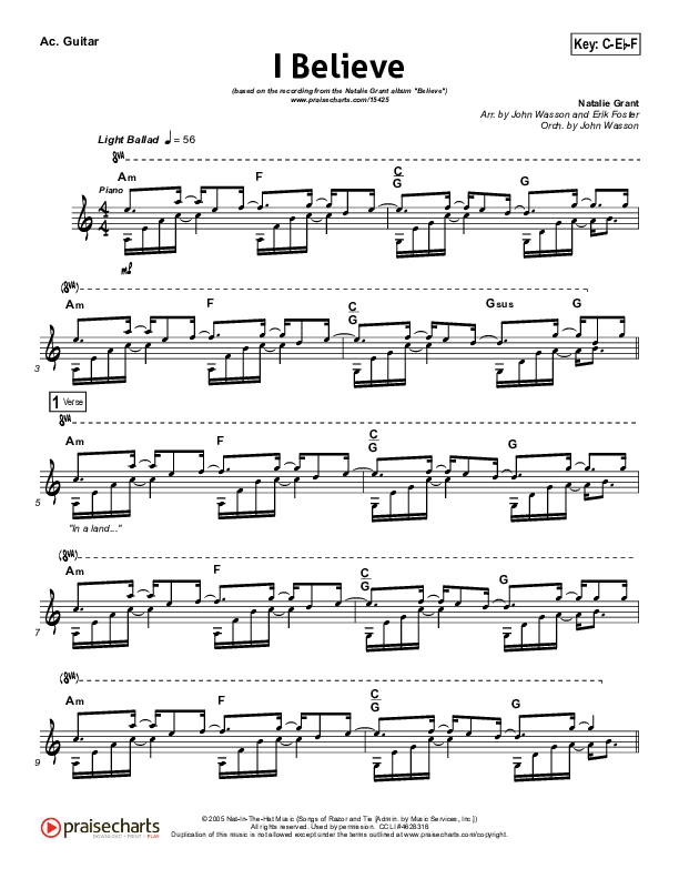 I Believe Acoustic Guitar (Natalie Grant)