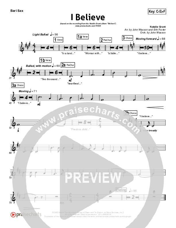 I Believe Bari Sax (Natalie Grant)
