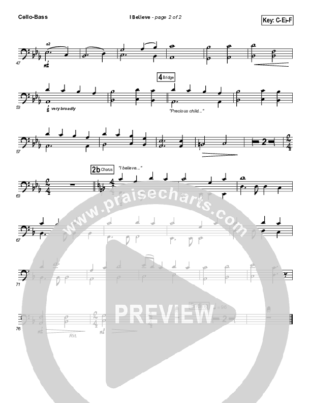 I Believe Cello/Bass (Natalie Grant)