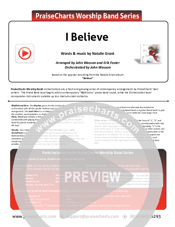 I Believe Cover Sheet (Natalie Grant)