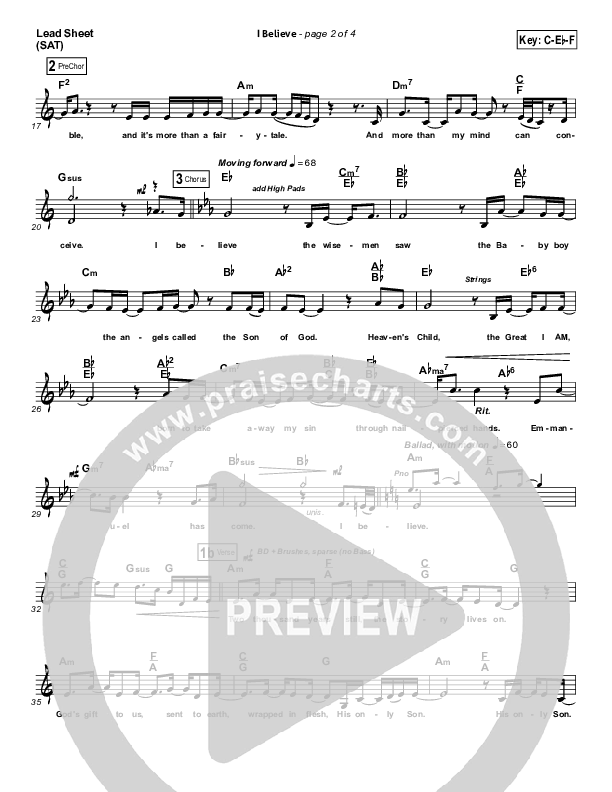 I Believe Lead Sheet (SAT) (Natalie Grant)