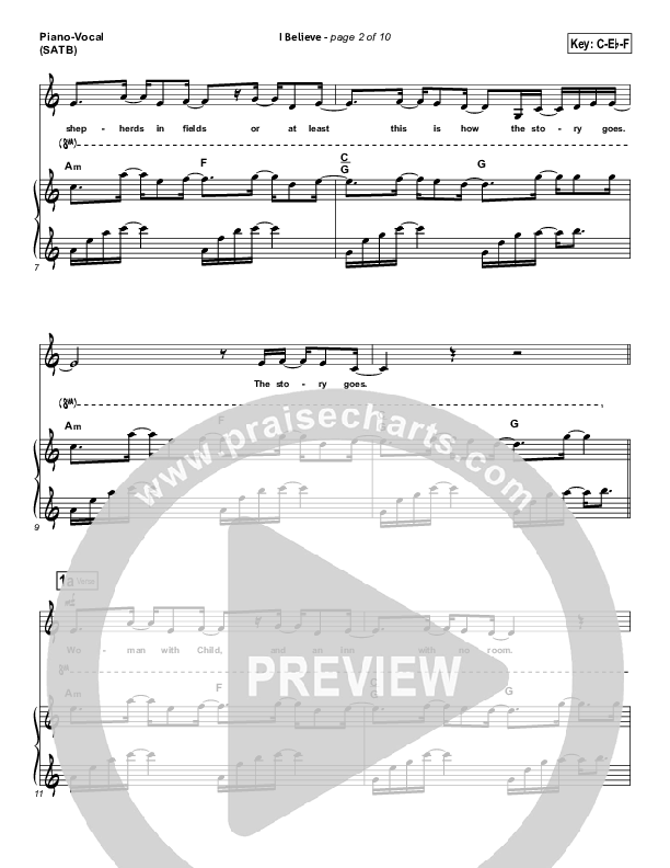 I Believe Piano/Vocal (SATB) (Natalie Grant)