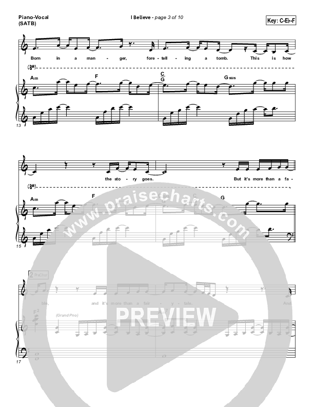 I Believe Piano/Vocal (SATB) (Natalie Grant)