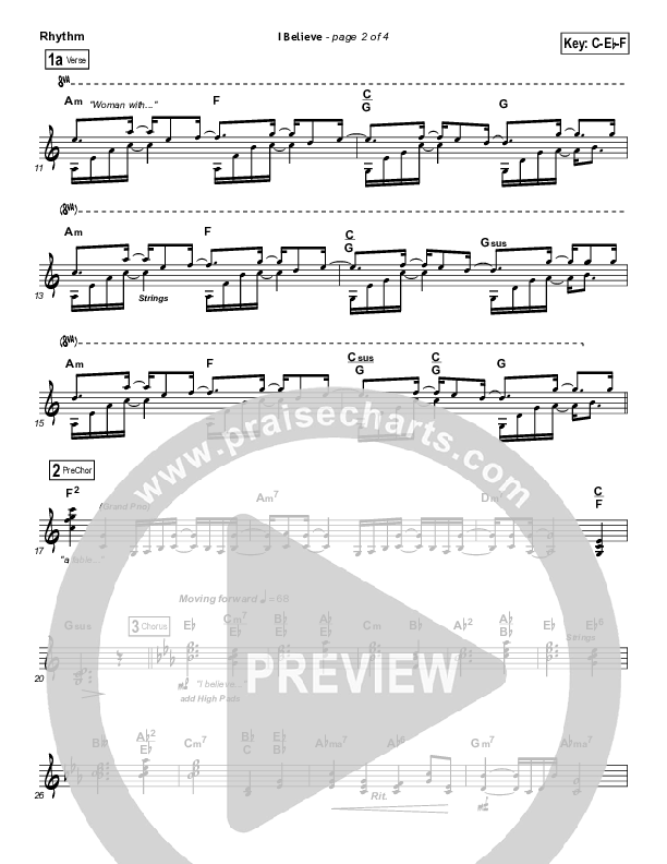 I Believe Rhythm Chart (Natalie Grant)