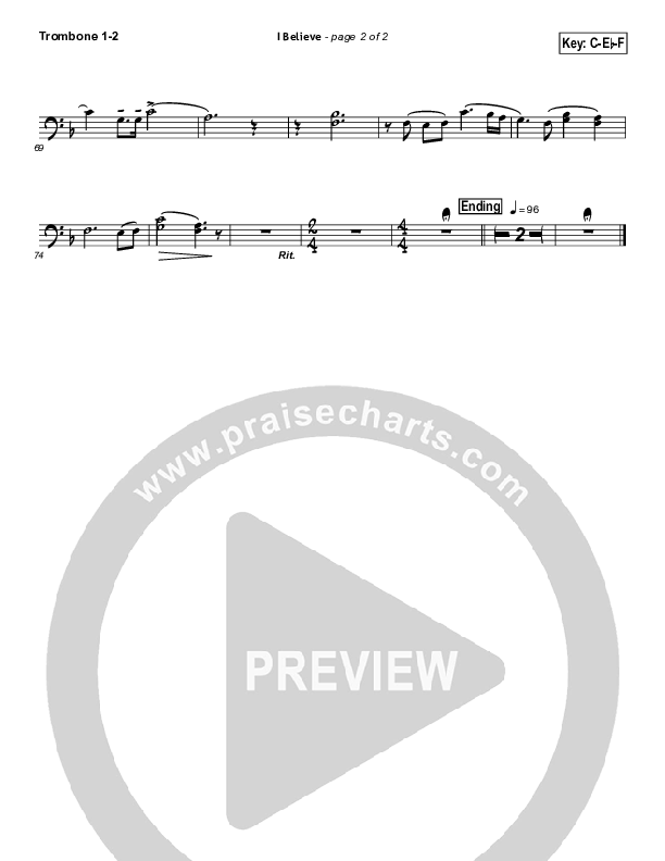 I Believe Trombone 1/2 (Natalie Grant)