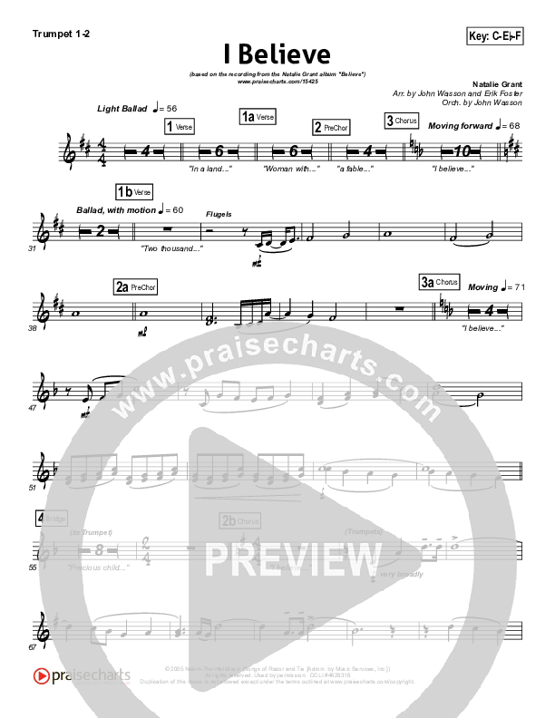 I Believe Trumpet 1,2 (Natalie Grant)
