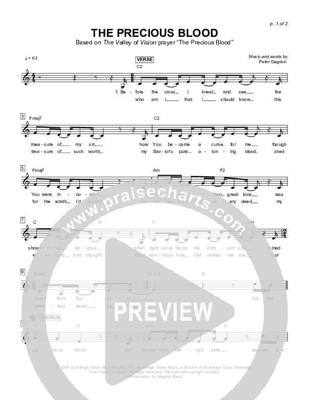 The Precious Blood Lead Sheet (Sovereign Grace)