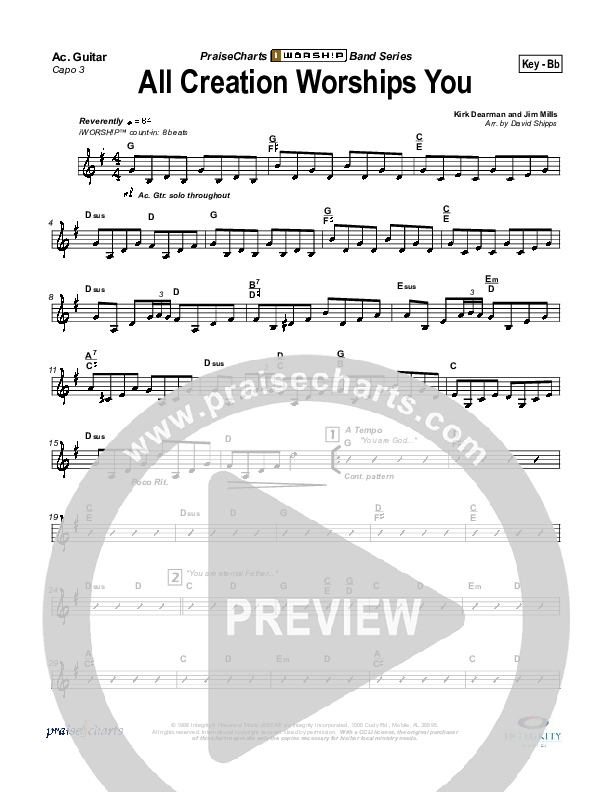 All Creation Worships You Rhythm Chart (Kirk Dearman)