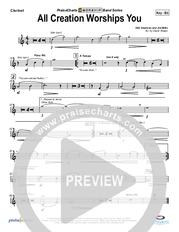 All Creation Worships You Clarinet (Kirk Dearman)