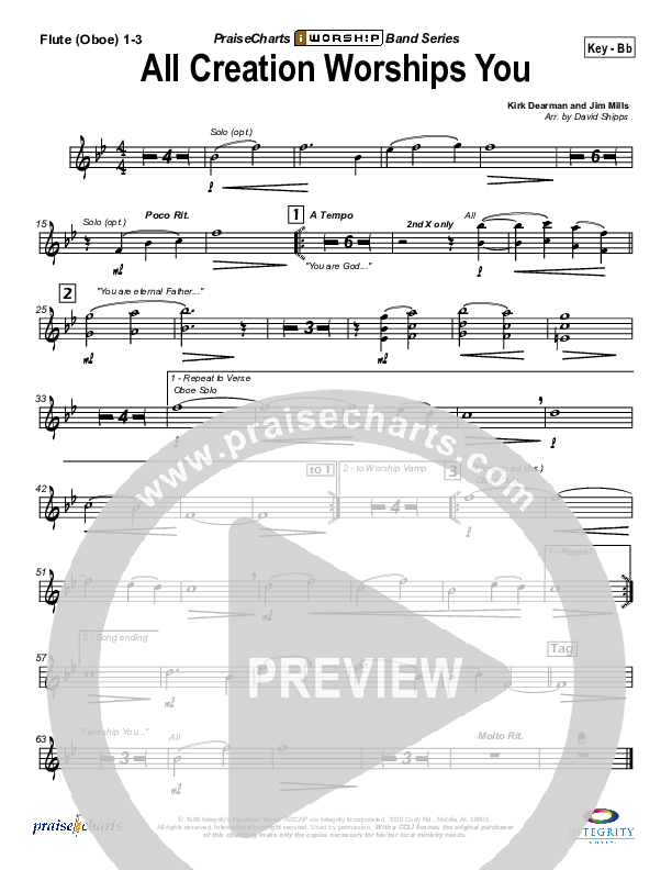 All Creation Worships You Flute/Oboe 1/2/3 (Kirk Dearman)