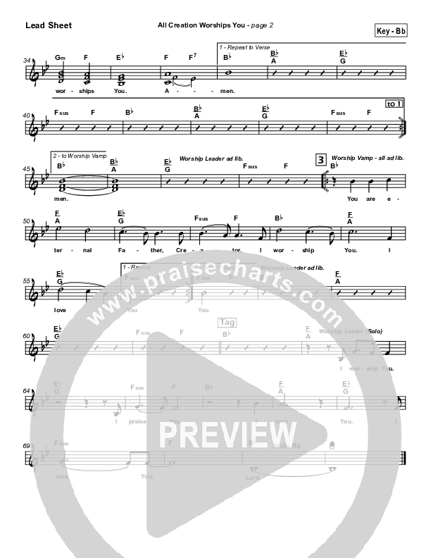 All Creation Worships You Lead Sheet (SAT) (Kirk Dearman)