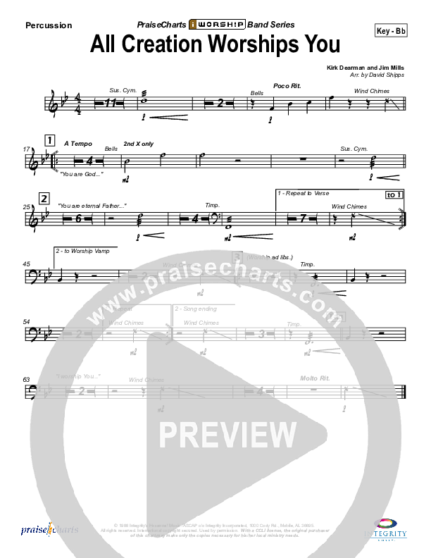 All Creation Worships You Percussion (Kirk Dearman)