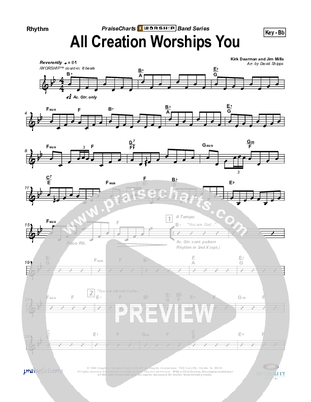 All Creation Worships You Rhythm Chart (Kirk Dearman)