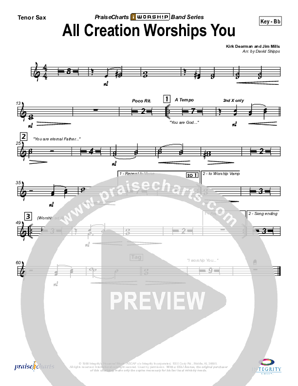 All Creation Worships You Tenor Sax 2 (Kirk Dearman)