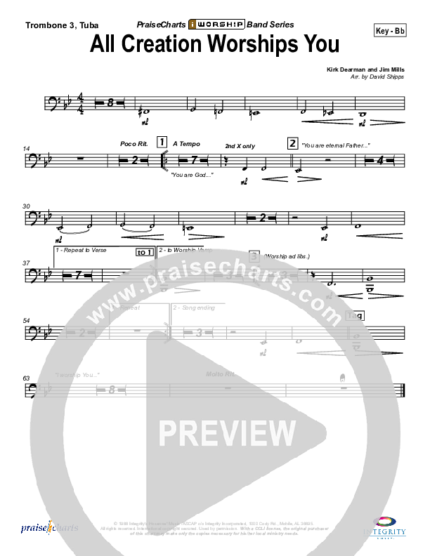 All Creation Worships You Trombone 3/Tuba (Kirk Dearman)