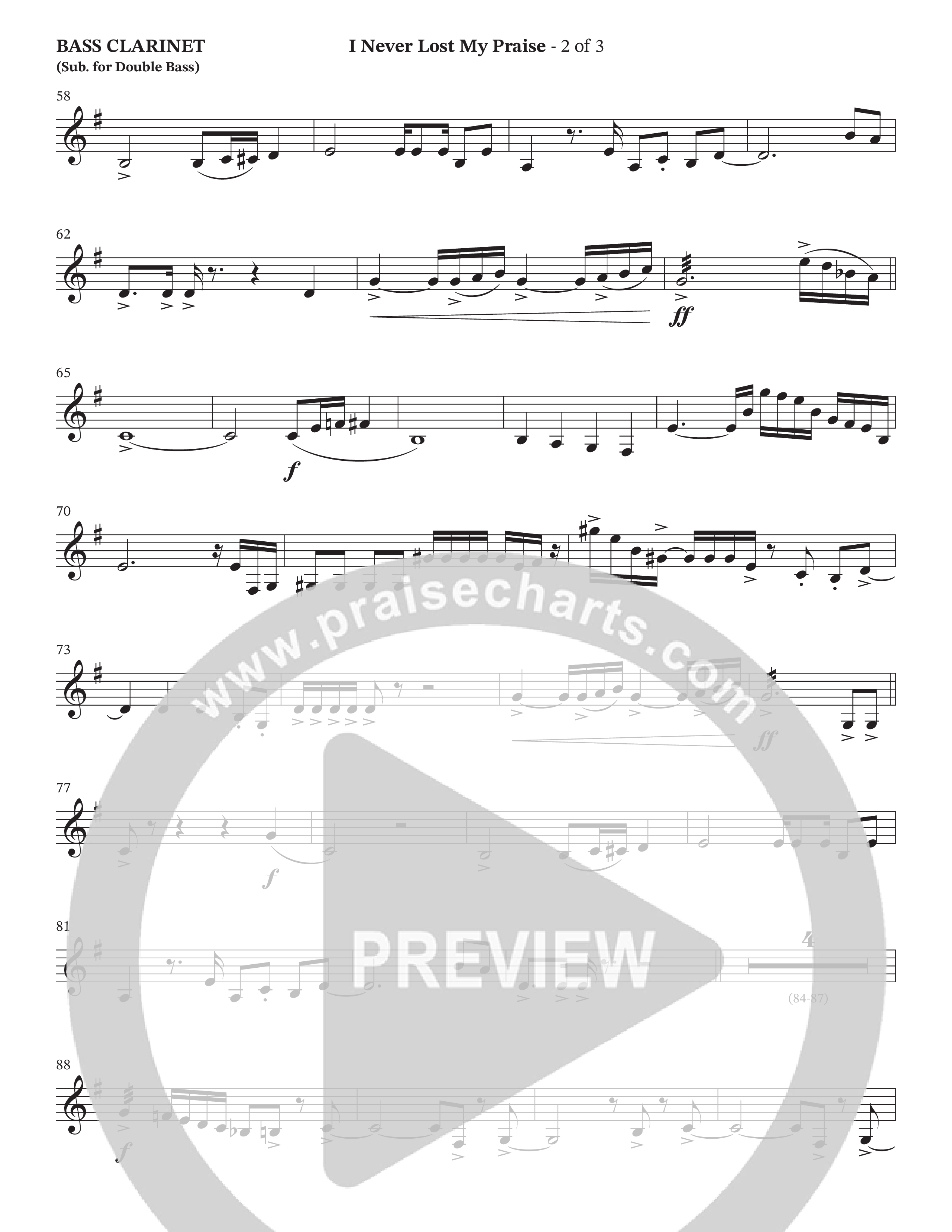 I Never Lost My Praise (Choral Anthem SATB) Bass Clarinet (The Brooklyn Tabernacle Choir / Arr. Carol Cymbala / Orch. Oliver Wells)
