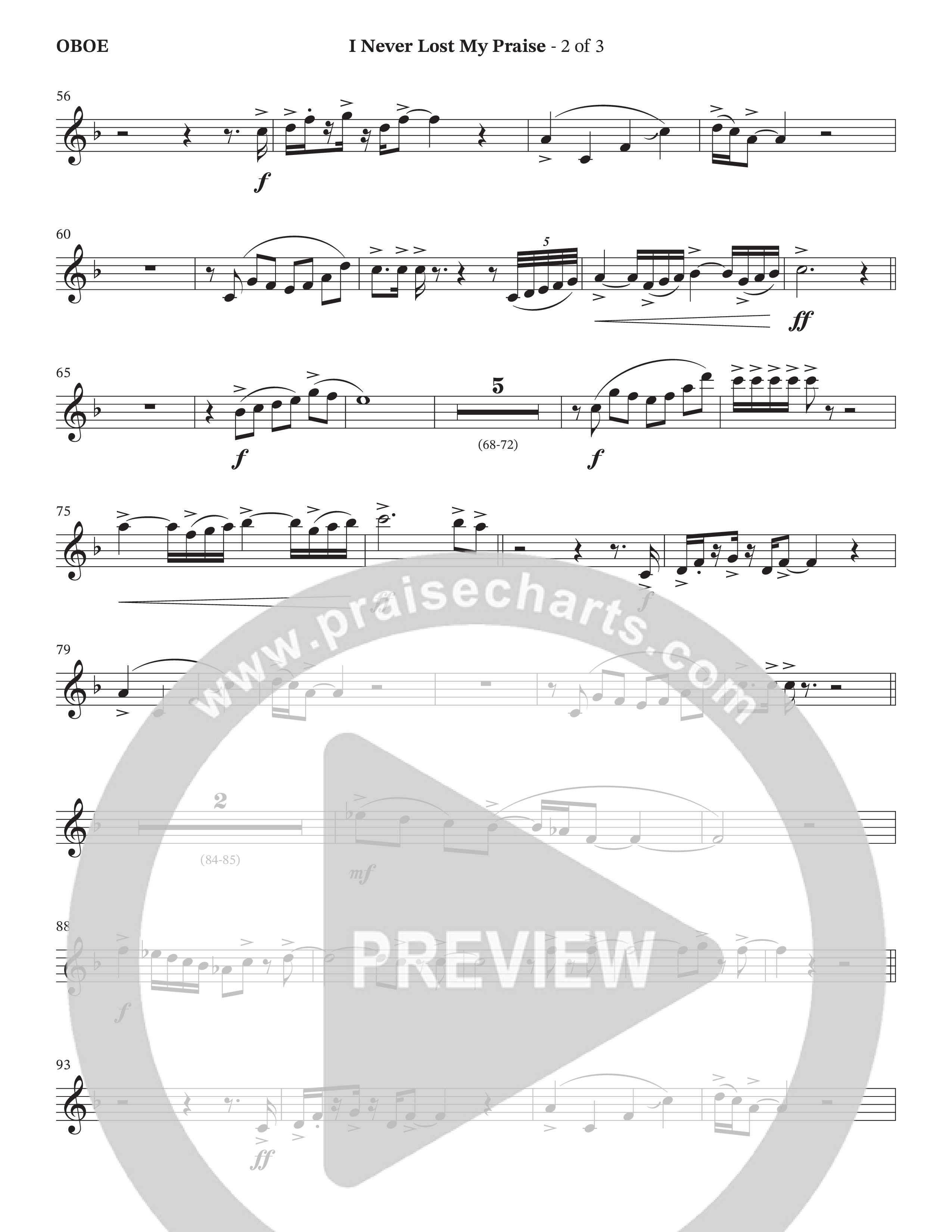 I Never Lost My Praise (Choral Anthem SATB) Oboe (The Brooklyn Tabernacle Choir / Arr. Carol Cymbala / Orch. Oliver Wells)