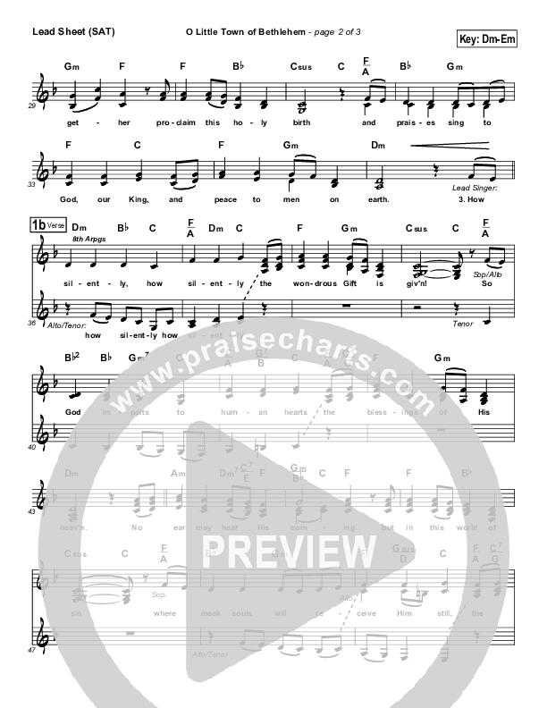 O Little Town Of Bethlehem Lead Sheet (SAT) (Brad Henderson)