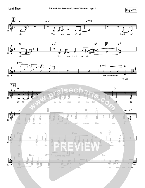 All Hail the Power of Jesus Name Lead Sheet (Paul Baloche)