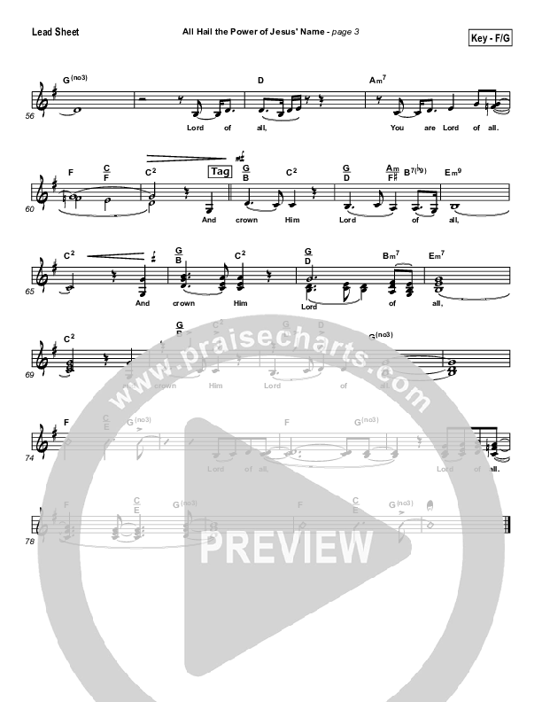 All Hail the Power of Jesus Name Lead Sheet (Paul Baloche)