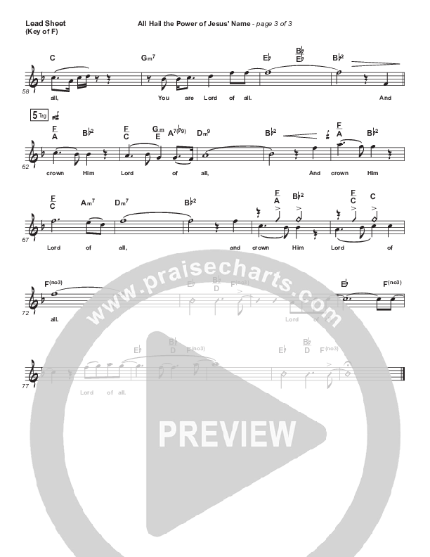 All Hail the Power of Jesus Name Lead Sheet (Melody) (Paul Baloche)