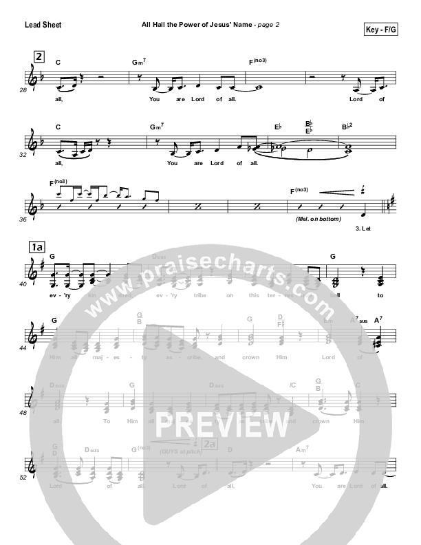 All Hail the Power of Jesus Name Lead Sheet (SAT) (Paul Baloche)