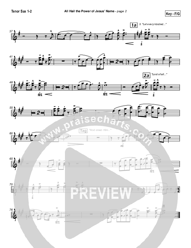 All Hail the Power of Jesus Name Tenor Sax 1/2 (Paul Baloche)