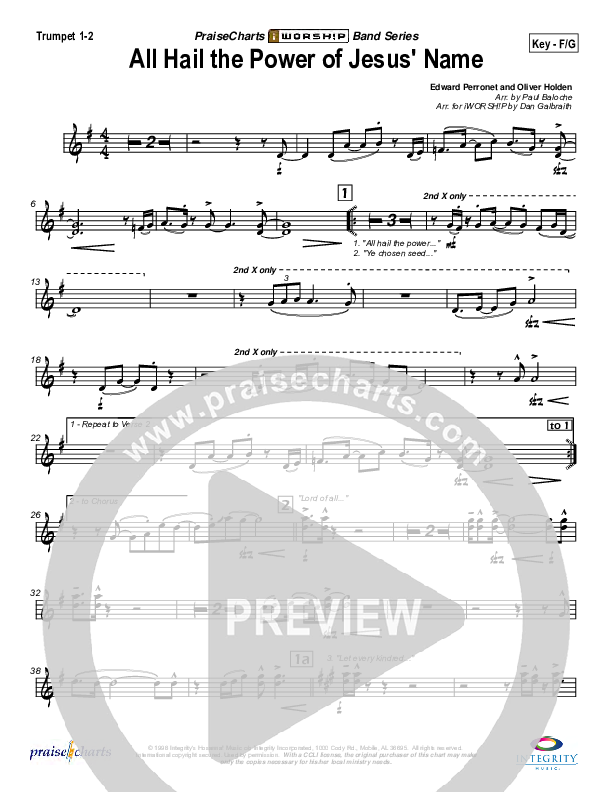 All Hail the Power of Jesus Name Trumpet 1,2 (Paul Baloche)