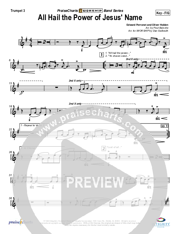 All Hail the Power of Jesus Name Trumpet 3 (Paul Baloche)