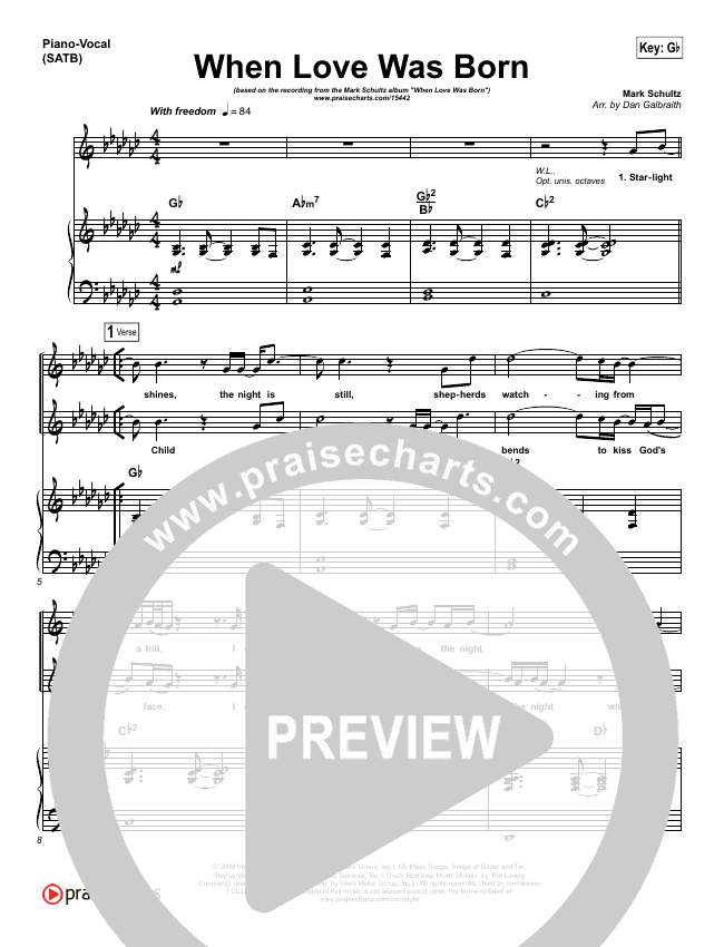 When Love Was Born Sheet Music Pdf Mark Schultz Praisecharts