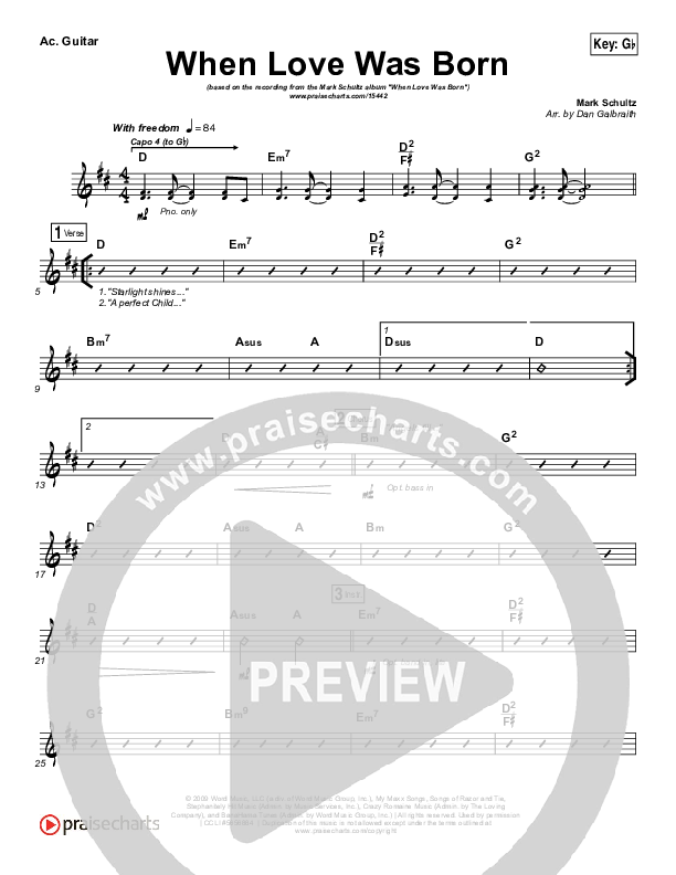 When Love Was Born Acoustic Guitar (Mark Schultz)