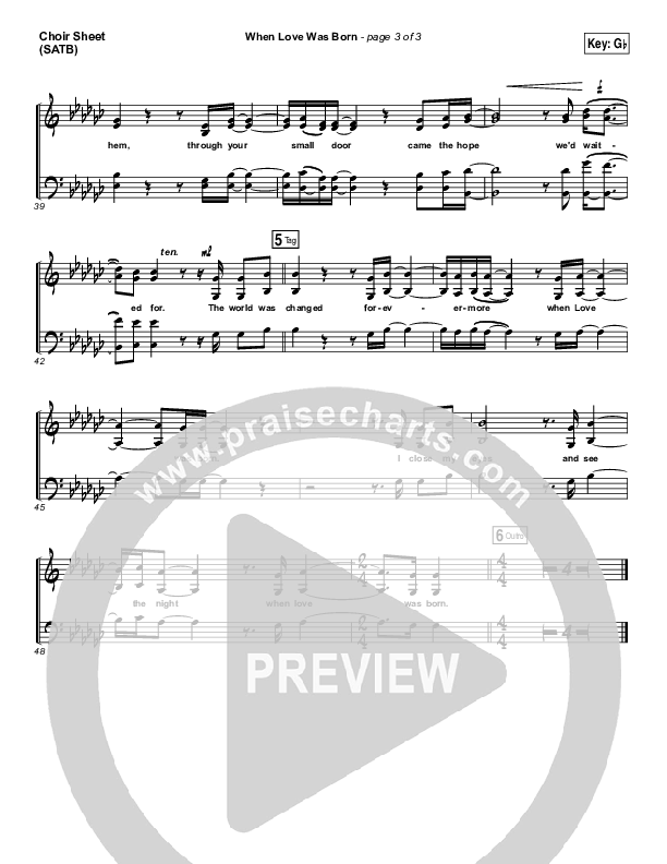 When Love Was Born Choir Vocals (SATB) (Mark Schultz)