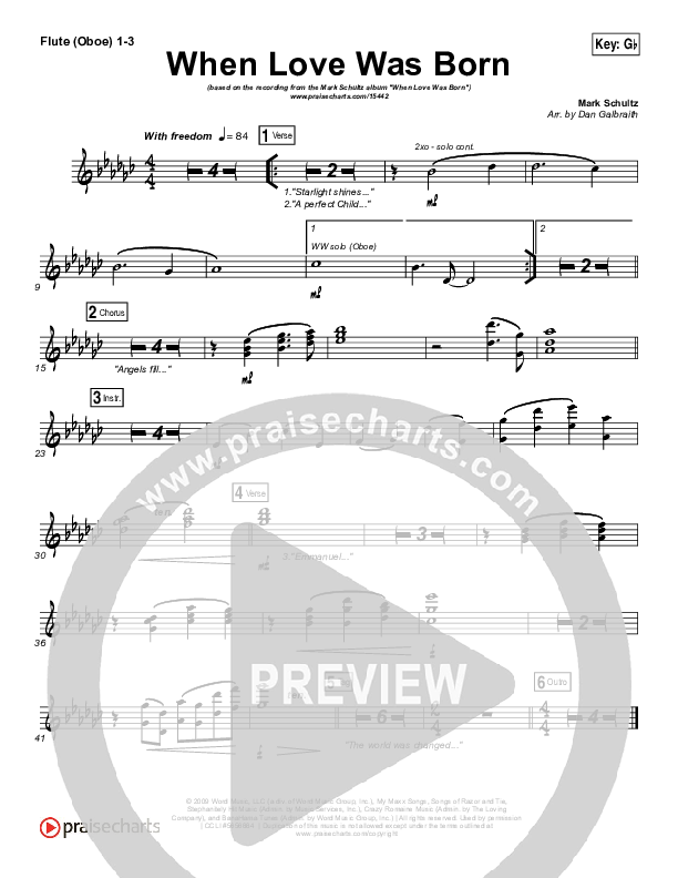 When Love Was Born Flute/Oboe 1/2/3 (Mark Schultz)