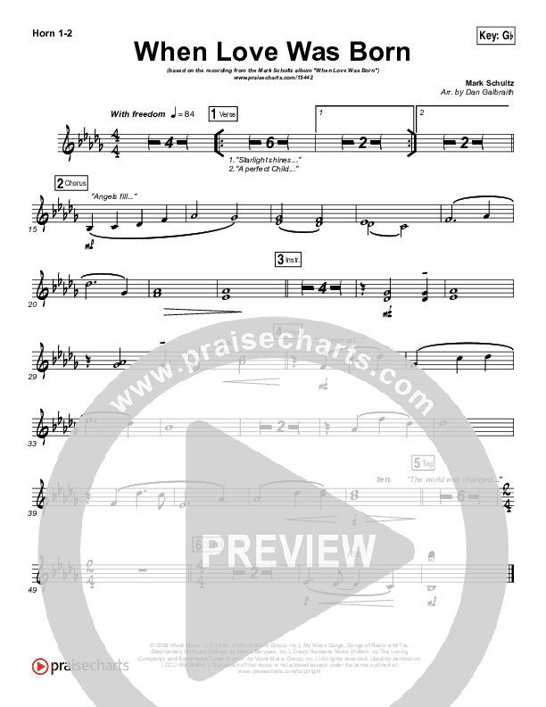 When Love Was Born French Horn 1/2 (Mark Schultz)