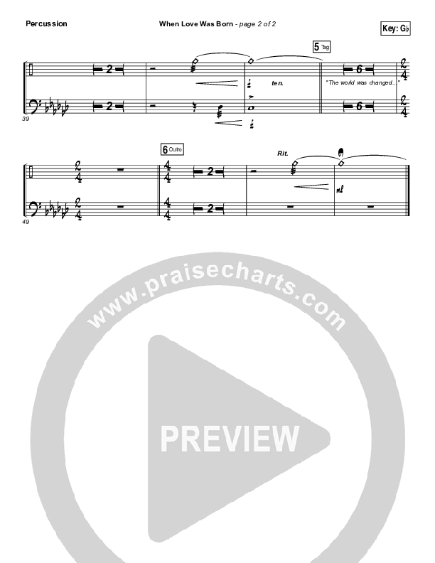 When Love Was Born Percussion (Mark Schultz)